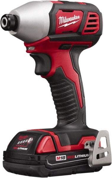 Milwaukee Tool - 18 Volt, 1/4" Drive, 125 Ft/Lb Torque, Cordless Impact Driver - Pistol Grip Handle, 2750 RPM, 2 Lithium-Ion Batteries Included - Apex Tool & Supply