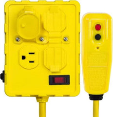 Tower - 4 Outlets, 125 Volt, 15 Amp, Yellow, Quad Outlet Box - 5-15P, 5-15R NEMA Configuration, 6 Ft. Long, cUL Listed, OSHA, UL File E174279 - Apex Tool & Supply