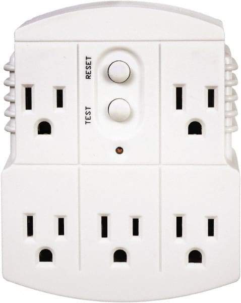 Tower - 5 Outlets, 125 Volt, 15 Amp, White, GFCI 5b Outlet Adapter - 5-15P, 5-15R NEMA Configuration, cUL, UL File E174279 - Apex Tool & Supply