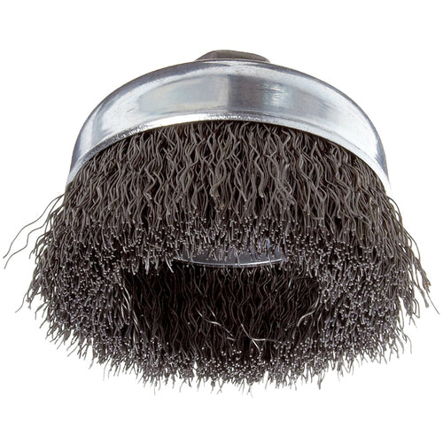 ‎Vortec Pro 3″ Crimped Wire Cup Brush, .014″ Steel Fill, 5/8″-11 UNC Nut, Retail Pack - Apex Tool & Supply