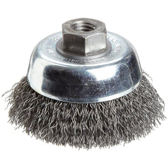 Vortec Pro 3″ Crimped Wire Cup Brush, .014″ Steel Fill, M10x1.25 Nut, Retail Pack - Apex Tool & Supply