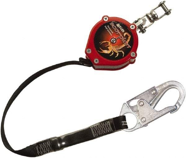 Miller - 9' Long, 310 Lb Capacity, Vectran/Polyester Fall Limiter - Steel Locking Snap Hook Connector, Swivel Shackle Connector, Black - Apex Tool & Supply