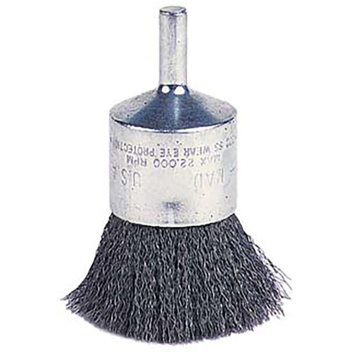 Vortec Pro 1″ Crimped Wire End Brush, .0104″ Wire, 1/4″ Stem, Retail Pack - Apex Tool & Supply