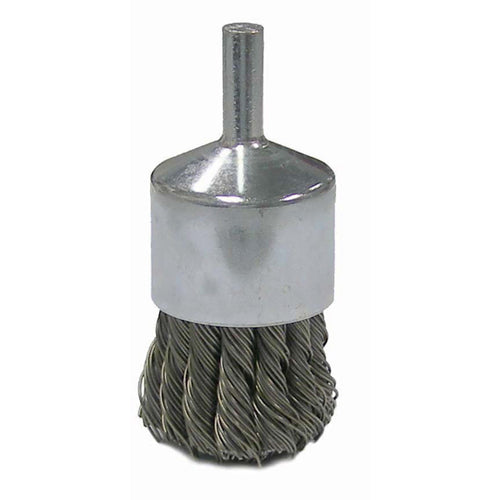 Vortec Pro 1″ Knot Wire End Brush, .020″ Steel Fill, 1/4″ Stem, Retail Pack - Apex Tool & Supply