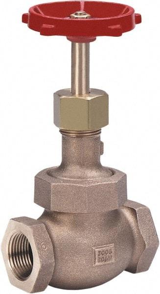 Milwaukee Valve - 1" Pipe, Threaded (NPT) Ends, Bronze Integral Globe Valve - Bronze Disc, Union Bonnet, 600 psi WOG, 300 psi WSP, Class 300 - Apex Tool & Supply
