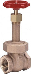 Milwaukee Valve - 1/2" Pipe, Class 150, Threaded (NPT) Bronze Solid Wedge Gate Valve - 300 WOG, 150 WSP, Union Bonnet, For Use with Water, Oil & Gas - Apex Tool & Supply