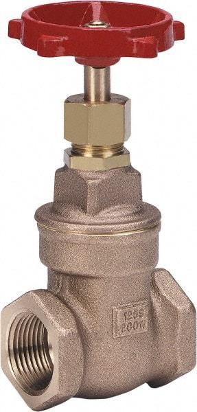 Milwaukee Valve - 1/2" Pipe, Class 125, Threaded (NPT) Bronze Solid Wedge Stem Gate Valve - 200 WOG, 125 WSP, Threaded Bonnet, For Use with Water, Oil & Gas - Apex Tool & Supply