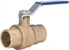 Milwaukee Valve - 1/2" Pipe, Full Port, Brass Full Port Ball Valve - 2 Piece, Solder Ends, Lever Handle, 600 WOG, 150 WSP - Apex Tool & Supply