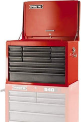 Proto - 12 Drawer Top Tool Chest - 27" Wide x 18" Deep x 19" High, Steel, Safety Red/Gray - Apex Tool & Supply