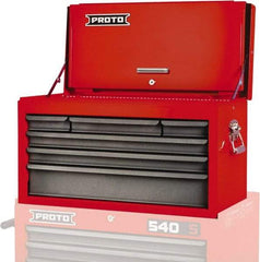Proto - 6 Drawer Top Tool Chest - 27" Wide x 12" Deep x 15" High, Steel, Gray - Apex Tool & Supply