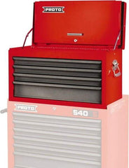 Proto - 4 Drawer Top Tool Chest - 27" Wide x 12" Deep x 15" High, Steel, Safety Red/Gray - Apex Tool & Supply