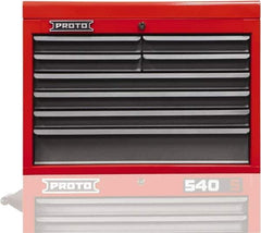 Proto - 8 Drawer Top Tool Chest - 27" Wide x 18" Deep x 19" High, Steel, Safety Red/Gray - Apex Tool & Supply
