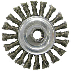 ‎Vortec Pro 4″ Knot Wire Wheel, Cable Twist, .020″ Steel Fill, 5/8″-11 UNC Nut, Retail Pack - Apex Tool & Supply