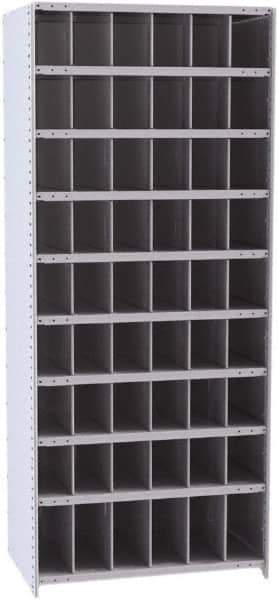 Hallowell - 54 Bin Closed Industrial Bin Shelving - 36 Inch Overall Width x 24 Inch Overall Depth x 87 Inch Overall Height, Gray Metal Bins - Apex Tool & Supply