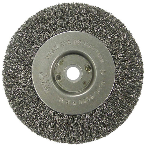 ‎Vortec Pro 4″ Crimped Wire Wheel, .014″ Steel Fill, Narrow Face, 1/2″-3/8″ Arbor Hole, Retail Pack - Apex Tool & Supply