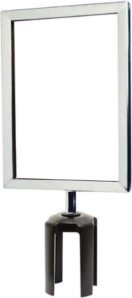 Tensator - 11-1/2" High x 11-1/2" Long x 7-1/2" Wide Barrier Sign Frame - Powder Coated Steel, Polished Chrome Finish, Polished Chrome, Use with Tensabarrier - Apex Tool & Supply