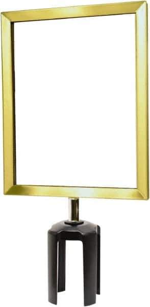 Tensator - 11-1/2" High x 11-1/2" Long x 9" Wide Barrier Sign Frame - Powder Coated Steel, Satin Brass Finish, Satin Brass, Use with Tensabarrier - Apex Tool & Supply