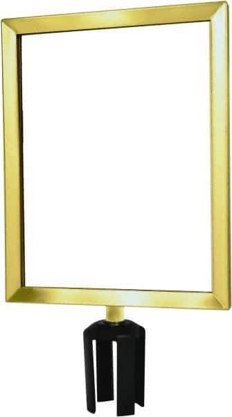 Tensator - 14-1/2" High x 14-1/2" Long x 11-1/2" Wide Barrier Sign Frame - Powder Coated Steel, Satin Brass Finish, Satin Brass, Use with Tensabarrier - Apex Tool & Supply