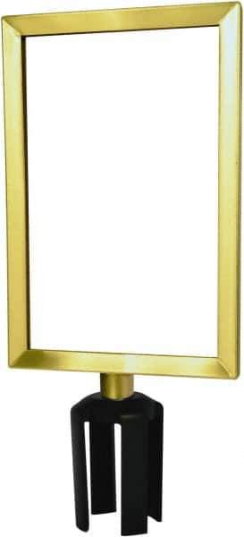 Tensator - 11-1/2" High x 11-1/2" Long x 7-1/2" Wide Barrier Sign Frame - Powder Coated Steel, Satin Brass Finish, Satin Brass, Use with Tensabarrier - Apex Tool & Supply