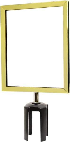 Tensator - 11-1/2" High x 11-1/2" Long x 9" Wide Barrier Sign Frame - Powder Coated Steel, Polished Brass Finish, Polished Brass, Use with Tensabarrier - Apex Tool & Supply