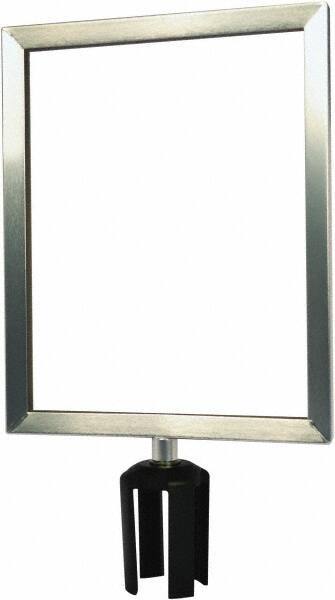 Tensator - 14-1/2" High x 14-1/2" Long x 11-1/2" Wide Barrier Sign Frame - Powder Coated Steel, Satin Chrome Finish, Satin Chrome, Use with Tensabarrier - Apex Tool & Supply