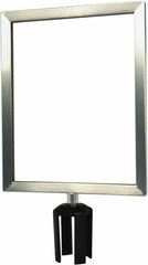 Tensator - 14-1/2" High x 14-1/2" Long x 11-1/2" Wide Barrier Sign Frame - Powder Coated Steel, Satin Chrome Finish, Satin Chrome, Use with Tensabarrier - Apex Tool & Supply