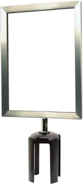 Tensator - 11-1/2" High x 11-1/2" Long x 7-1/2" Wide Barrier Sign Frame - Powder Coated Steel, Satin Chrome Finish, Satin Chrome, Use with Tensabarrier - Apex Tool & Supply