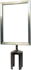 Tensator - 11-1/2" High x 11-1/2" Long x 7-1/2" Wide Barrier Sign Frame - Powder Coated Steel, Satin Chrome Finish, Satin Chrome, Use with Tensabarrier - Apex Tool & Supply