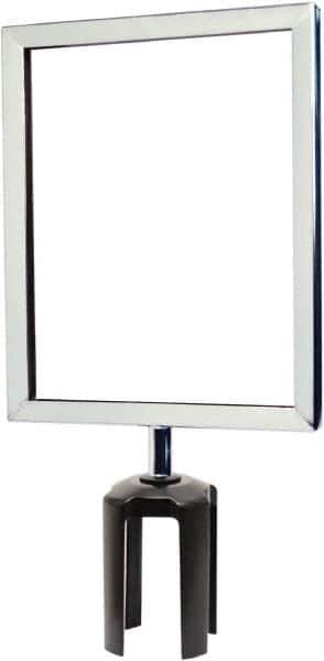 Tensator - 11-1/2" High x 11-1/2" Long x 9" Wide Barrier Sign Frame - Powder Coated Steel, Polished Chrome Finish, Polished Chrome, Use with Tensabarrier - Apex Tool & Supply