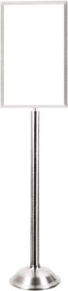 Tensator - 4-3/4' High, Satin Chrome Traffic Sign Holder - Steel, Compatible with 11" High x 14-1/4" Wide Signs, Silver - Apex Tool & Supply