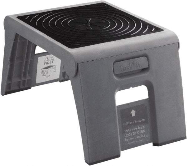 Cramer - 11" High, Slate Folding Step Stool - High Density Plastic, 250 Lb Capacity, Type I Industry Rating - Apex Tool & Supply