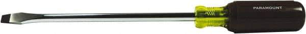 Paramount - 3/8" Blade Width, 12" OAL Standard Slotted Screwdriver - 8" Blade Length, Round Shank, Acetate with Rubber Grip Handle - Apex Tool & Supply
