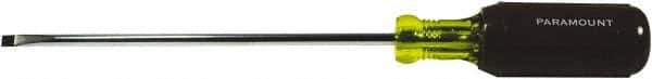 Paramount - 5/16" Blade Width, 9-27/32" OAL Standard Slotted Screwdriver - 6" Blade Length, Round Shank, Acetate with Rubber Grip Handle - Apex Tool & Supply