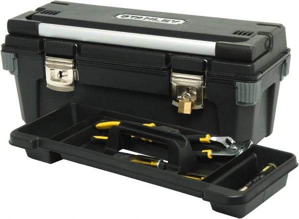 Stanley - Tool Box - 19-5/8" Wide x 10-1/2" Deep x 10-5/16" High, Plastic/Rubber, Black - Apex Tool & Supply