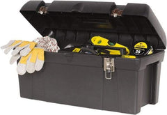 Stanley - 1 Tray Tool Box - 23-5/8" Wide x 11-1/2" Deep x 11-1/8" High, Plastic/Metal, Black - Apex Tool & Supply