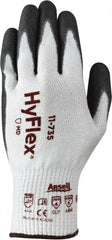Ansell - Size L (9), ANSI Cut Lvl 4, Abrasion Lvl 6, Polyurethane Coated Cut Resistant Gloves - 10" Long, Palm & Fingertips Coated, Intercept Technology Yarn Lining, Knit Wrist, White/Gray, Paired - Apex Tool & Supply