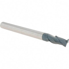 Accupro - 1/2", 1" LOC, 1/2" Shank Diam, 6" OAL, 2 Flute, Solid Carbide Square End Mill - Single End, AlTiN Finish, Spiral Flute, 40° Helix, Centercutting, Right Hand Cut, Right Hand Flute - Apex Tool & Supply