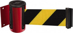 Tensator - 4-1/2" High x 7.5' Long x 2" Wide Wall Mount Barrier - Steel, Red Powdercoat Finish, Red, Use with 898 Wall Receiver - Apex Tool & Supply