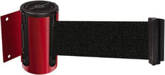 Tensator - 4-1/2" High x 7.5' Long x 2" Wide Wall Mount Barrier - Steel, Red Powdercoat Finish, Red, Use with 898 Wall Receiver - Apex Tool & Supply