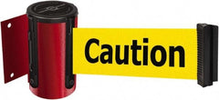 Tensator - 4-1/2" High x 7.5' Long x 2" Wide Wall Mount Barrier - Steel, Red Powdercoat Finish, Red, Use with 898 Wall Receiver - Apex Tool & Supply