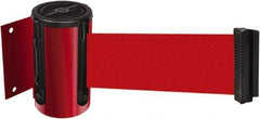 Tensator - 4-1/2" High x 13' Long x 2" Wide Wall Mount Barrier - Steel, Red Powdercoat Finish, Red, Use with 898 Wall Receiver - Apex Tool & Supply