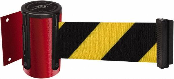 Tensator - 4-1/2" High x 13' Long x 2" Wide Wall Mount Barrier - Steel, Red Powdercoat Finish, Red, Use with 898 Wall Receiver - Apex Tool & Supply