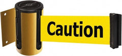 Tensator - 4-1/2" High x 13' Long x 2" Wide Wall Mount Barrier - Steel, Yellow Powdercoat Finish, Yellow, Use with 898 Wall Receiver - Apex Tool & Supply