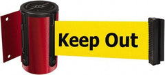 Tensator - 4-1/2" High x 13' Long x 2" Wide Wall Mount Barrier - Steel, Red Powdercoat Finish, Red, Use with 898 Wall Receiver - Apex Tool & Supply