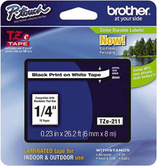 Brother - 1/4" Wide x 314.4" Long, White Plastic/Paper Tape Cassette - For Label Maker - Apex Tool & Supply
