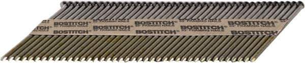 Stanley Bostitch - 11 Gauge 0.131" Shank Diam 3-1/4" Long Framing Nails for Power Nailers - Steel, Bright Finish, Smooth Shank, Angled Stick Paper Tape Collation, Round Head - Apex Tool & Supply