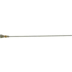 Brush Research Mfg. - 1/4" Diam Helical Stainless Steel Tube Brush - Single Spiral, 0.005" Filament Diam, 1/2" Brush Length, 8" OAL, 0.112" Diam Galvanized Steel Shank - Apex Tool & Supply