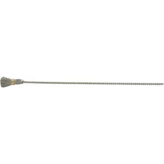 Brush Research Mfg. - 5/16" Diam Helical Stainless Steel Tube Brush - Single Spiral, 0.005" Filament Diam, 5/8" Brush Length, 8-1/2" OAL, 1/8" Diam Galvanized Steel Shank - Apex Tool & Supply