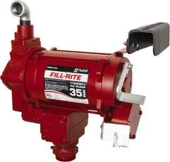 Tuthill - 35 GPM, 1" Hose Diam, Gasoline, Kerosene & Diesel Fuel AC High Flow Tank Pump with Auto Nozzle - Cast Iron Pump, 1-1/4" Inlet, 1" Outlet, 115/230 Volts, 3/4 hp - Apex Tool & Supply