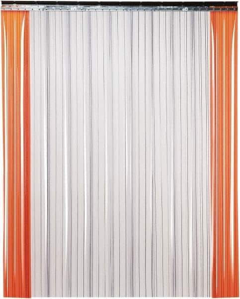 TMI, LLC - 4' Door Width x 8' Door Height PVC Ribbed Strip Door Kit - 8" Strip Width x 0.072" Strip Thickness, Clear, 50% Overlap - Apex Tool & Supply